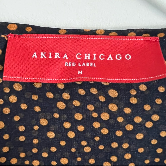 Akira Chicago Red Label Ditsy Spot Print Ruched Wrap Blouse Medium - Picture 8 of 16